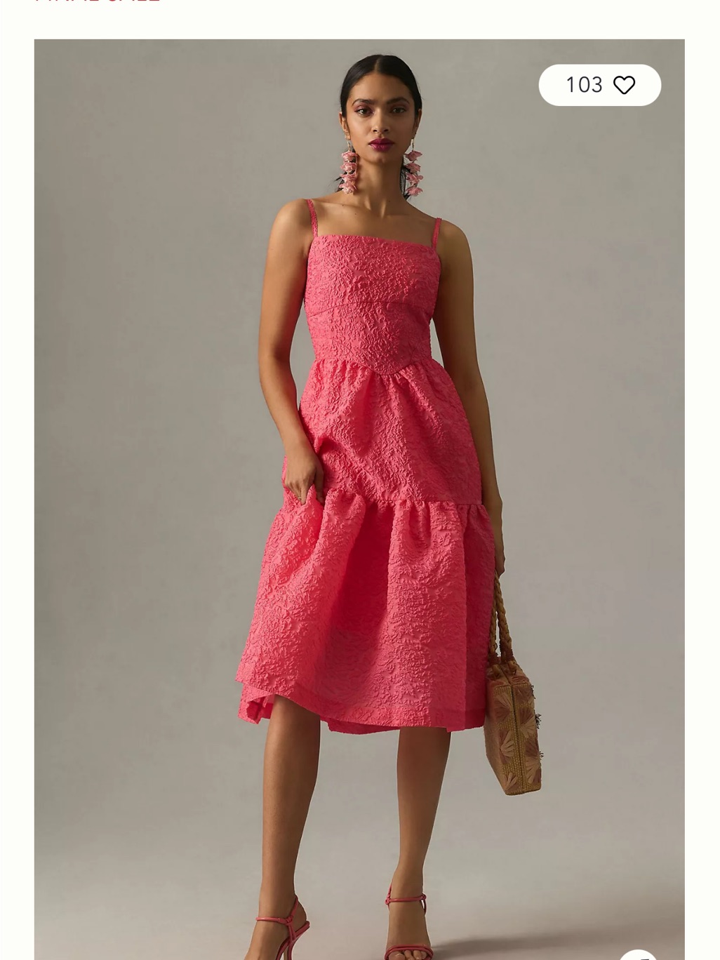 Hutch Coral-Pink Textured Tiered Corset Midi Dress